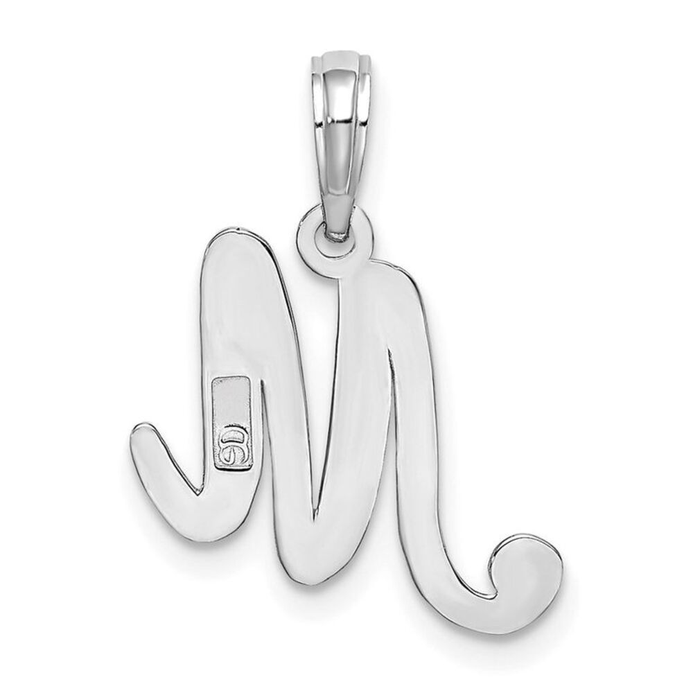 10k White Gold Polished M Script Initial Charm - image 4